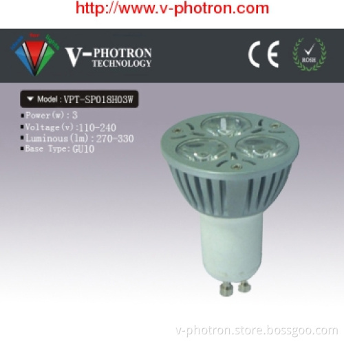 Long Lifetime Gu10 LED Spot Light 3W